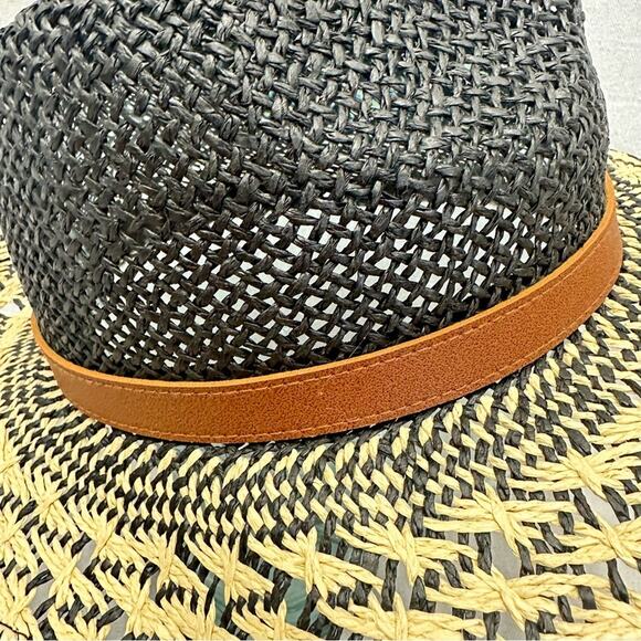 Aldo Nectarios black and natural straw fedora hat size small/medium new with tag